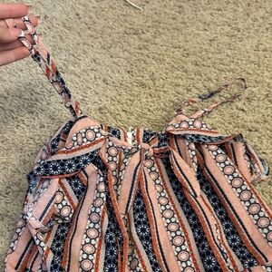 Xhilaration Navy and Coral Patterned Short Romper